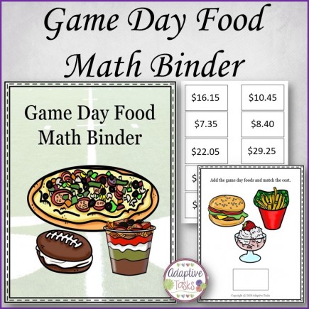 Game Day Food Math Binder